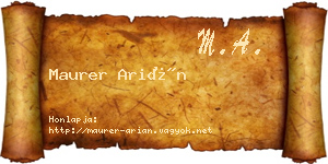Maurer Arián névjegykártya